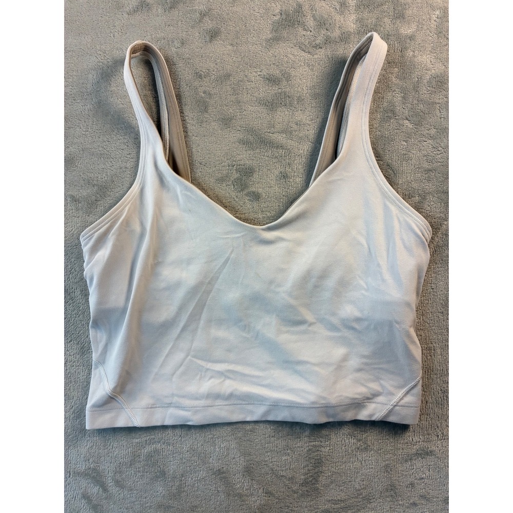 Lululemon Align Tank Top Size 6 Light Blue White Nulu Yoga Crop Top LW1CW8S